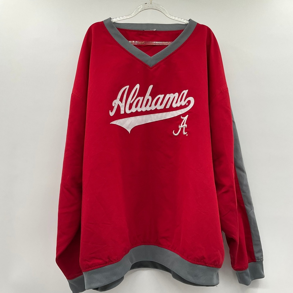 Alabama Crimson Tide Windbreaker Jacket Men 3XL Red Grey Pullover Gameday V-Neck
